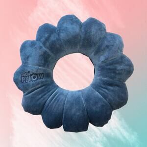 Total Pillow Airplane Travel Pillow Microbead Twistable Contours Position Blue